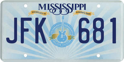 MS license plate JFK681
