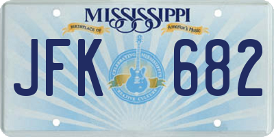MS license plate JFK682