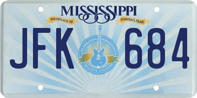 MS license plate JFK684