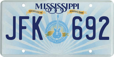MS license plate JFK692