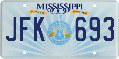 MS license plate JFK693