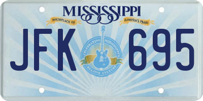 MS license plate JFK695