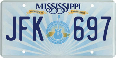 MS license plate JFK697