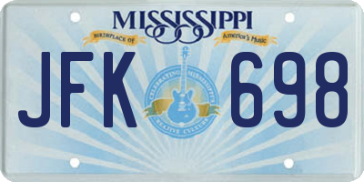 MS license plate JFK698
