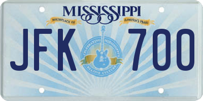 MS license plate JFK700