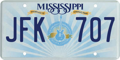 MS license plate JFK707