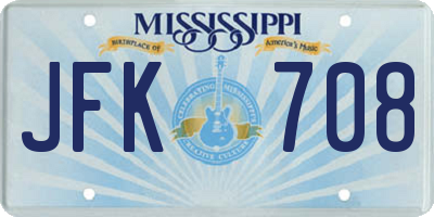 MS license plate JFK708