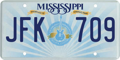 MS license plate JFK709