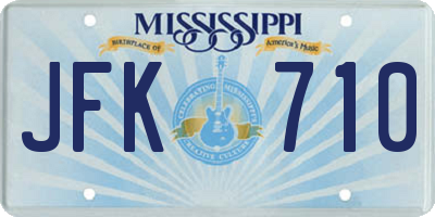 MS license plate JFK710