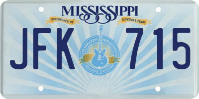 MS license plate JFK715