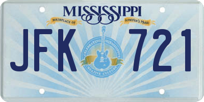 MS license plate JFK721