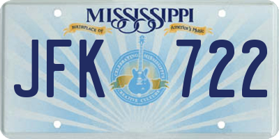 MS license plate JFK722