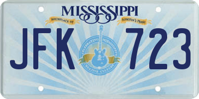 MS license plate JFK723