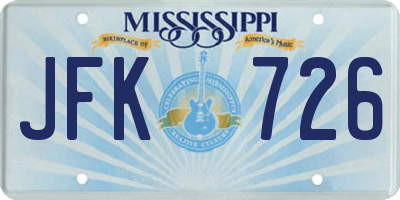 MS license plate JFK726