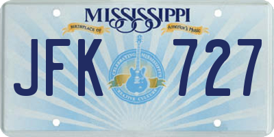 MS license plate JFK727