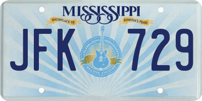 MS license plate JFK729