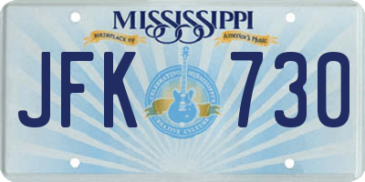 MS license plate JFK730