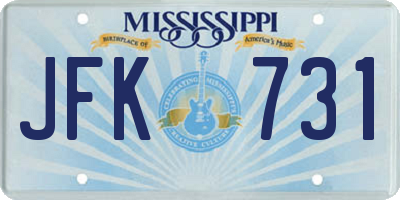 MS license plate JFK731