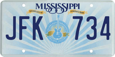 MS license plate JFK734