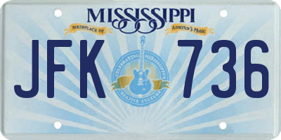 MS license plate JFK736