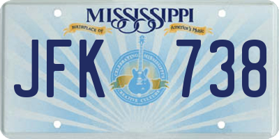 MS license plate JFK738
