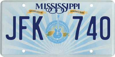 MS license plate JFK740