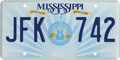 MS license plate JFK742