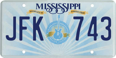 MS license plate JFK743