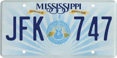 MS license plate JFK747
