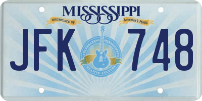 MS license plate JFK748
