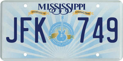 MS license plate JFK749