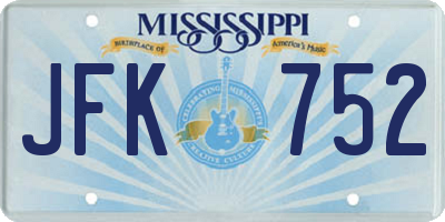 MS license plate JFK752