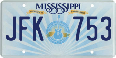 MS license plate JFK753