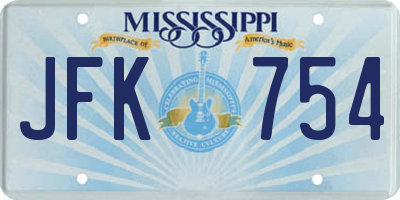MS license plate JFK754