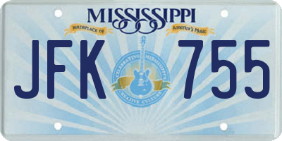 MS license plate JFK755