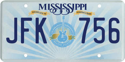 MS license plate JFK756