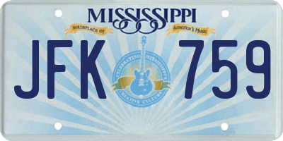 MS license plate JFK759