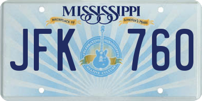 MS license plate JFK760