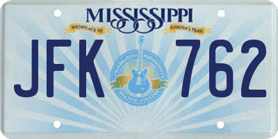 MS license plate JFK762
