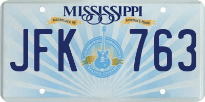 MS license plate JFK763
