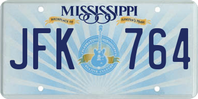MS license plate JFK764