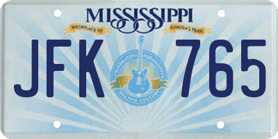 MS license plate JFK765