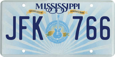 MS license plate JFK766