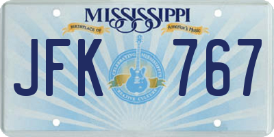 MS license plate JFK767