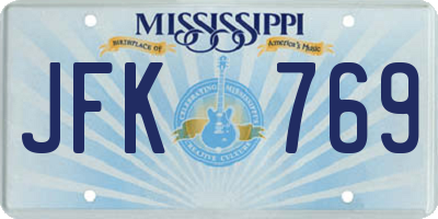 MS license plate JFK769