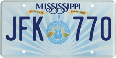 MS license plate JFK770