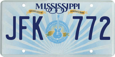 MS license plate JFK772