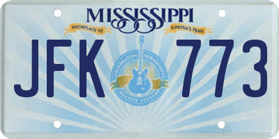 MS license plate JFK773