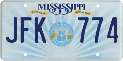 MS license plate JFK774