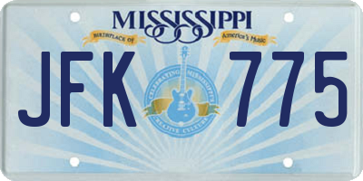 MS license plate JFK775